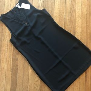 H&M Sleeveless V-neck Lace Detail Black Dress Size 6